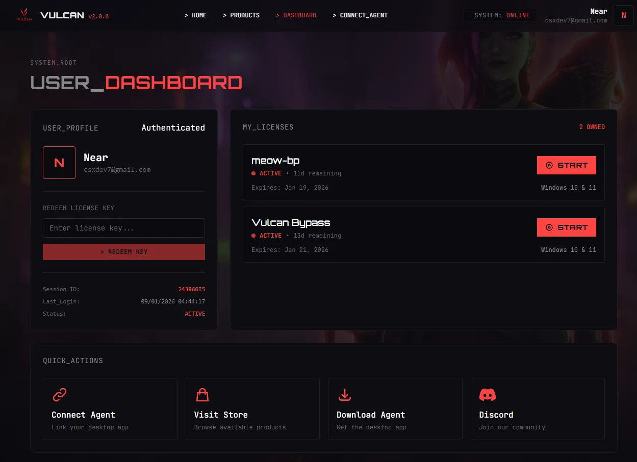 Vulcan Solutions Dashboard